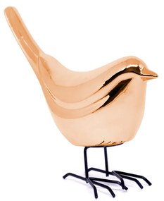 Pássaro Decorativo em Cerâmica Rosê 9x9x5 cm - D'Rossi