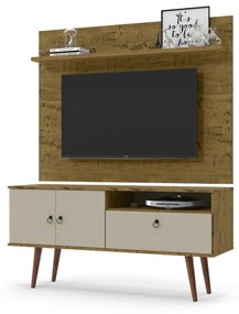 Rack Com Painel Topázio Nature com Off White - Patrimar Móveis