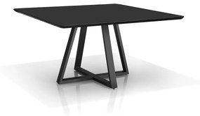 Mesa de Jantar Arezzo Quadrada Tampo com Vidro Base Aço Carbono Pintura Eletrostática Design Moderno