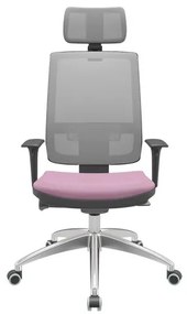 Cadeira Office Brizza Tela Cinza Com Encosto Assento Vinil Lilas Autocompensador 126cm - 63243 Sun House