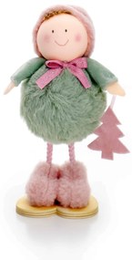 Boneco de Natal Menino em Pé Verde e Rosa 20x12 cm - D'Rossi