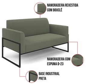 Namoradeira e 2 Poltronas Industrial Alta Preto Marisa Bouclê Pistache D03 - D'Rossi