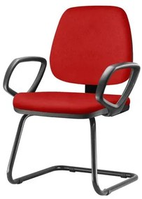 Cadeira Job Com Bracos Fixos Assento Crepe Vermelho Base Fixa Preta - 54550 Sun House