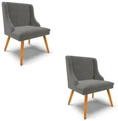 Kit 2 Cadeiras Estofadas para Sala de Jantar Pés Palito Lia Suede Graf