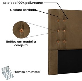 Cabeceira Cama Box Solteiro 90cm Gênova Suede Caramelo - Sheep Estofados - Marrom