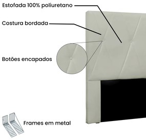 Cabeceira Cama Box Solteiro 90 cm Aquilla Veludo Prata S04 - D'Rossi