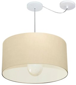 Lustre Pendente Cilíndrico Com Desvio Md-4233 Cúpula em Tecido 55x30cm Algodão Crú - Bivolt