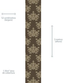 Papel de Parede Floral Marrom 0.50m x 3.00m