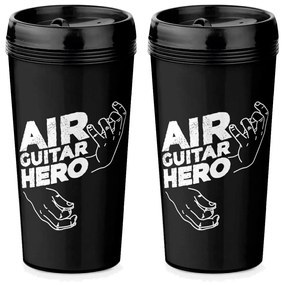 Copo Viagem 520ml Preto Air Guitar Hero Rock