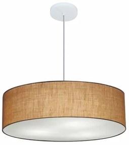 Lustre Pendente Cilíndrico Md-4221 Cúpula em Tecido 60x15cm Palha - Bivolt