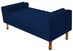 Recamier Baú Félix Solteiro 100cm Suede Azul Marinho - ADJ Decor