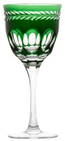 Taça de Cristal Lapidado Artesanal p/ Vinho Branco Libélula - Verde Escuro - 17  Verde Escuro - 17