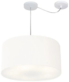 Lustre Pendente Cilíndrico Com Desvio Md-4238 Cúpula em Tecido 45x25cm Branco - Bivolt