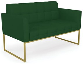 Sofá Namoradeira Elisa Veludo Luxo Base Metálica Industrial Dourado - D'Rossi - A136 Verde