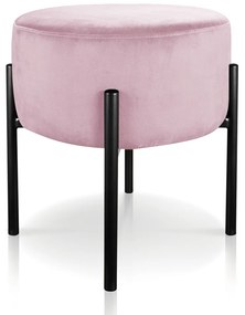 Puff Banqueta Decorativo Industrial Preto Iron Suede D03 - D'Rossi - Rosa Bebê