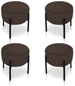 Puff Banqueta Decorativo Industrial Preto Kit 4 Iron Suede D03 - D'Rossi - Marrom Rato