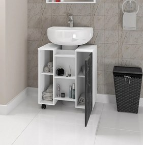 Gabinete Para Banheiro Pequin Branco/Nero – Bechara Móveis
