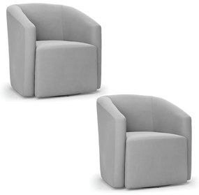 Poltrona Decorativa Base Giratória Kit 2 Stella Max Suede D03 - D'Rossi - Cinza
