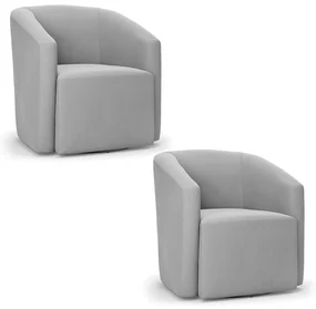 Poltrona Decorativa Base GiratĂłria Kit 2 Stella Max Suede D03 - D'Rossi - Cinza