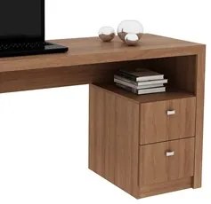 Mesa Para Computador Escrivaninha 2 Gavetas ME4130 Amêndoa - Tecno Mob