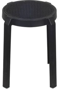Banqueta Fitz Baixa Palha Preta com Estrutura Polipropileno Preto 44 cm - 74415 Sun House
