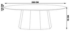 Mesa Sala de Jantar 8 Lugares 250cm Tampo Oval Talocan Nogueira G13 - Gran Belo