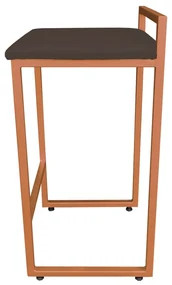 Banqueta Alta Lavínia Suede Marrom Base Cobre D'Rossi