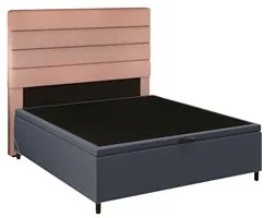 Cabeceira com Base Cama Box Baú Casal 138x188cm Hit ID5 Linho Rosê/Sue