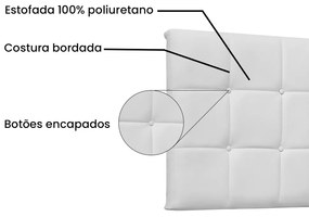 Cabeceira Painel Verona Para Cama Box Solteiro 90 cm Corino - D'Rossi - Branco