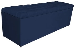 Calçadeira Estofada Liverpool 195 cm King Size Suede Azul Marinho - ADJ Decor