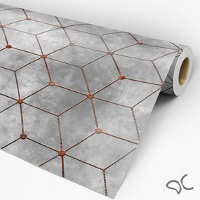 Papel de Parede Cubo Industrial Cimento Queimado Aço Corten