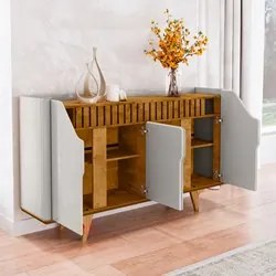 Buffet Aparador 4 Portas 160cm Melissa B02 Off/Naturalle - Mpozenato