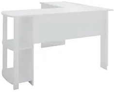 Mesa Escrivaninha em L Malu e Estante Livreiro 90x187cm Lean A06 Branc