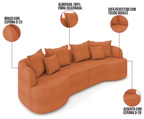 Sofá 4 Lugares Orgânico Living 250cm Mersa Bouclê Terracota K01 - D'Rossi