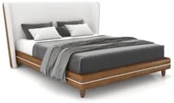 Cama Casal 140cm Com Cabeceira Many P02 Bouclê Off/Caramelo - Mpozenat