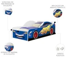 Mini Cama Infantil 148x68cm Personagens Carro Azul Z53      - Mpozenat
