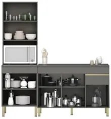 Paneleiro e Balcão Gabinete com Tampo 150cm Lina K02 Gris - Mpozenato