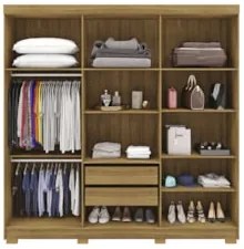 Guarda Roupa Casal 218cm Com Espelho Bolty Nature/Champanhe V02 - Mpoz