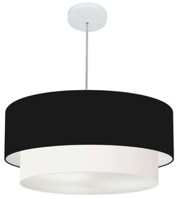 Lustre Pendente Duplo Cilíndrico Vivare Md-4356 Cúpula Tecido 55x50cm - Bivolt