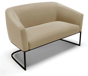 Sofá 2 Lugares Namoradeira Industrial Preto Stella Suede D03 - D'Rossi - Marrom Rato