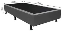 Base Box para Cama Solteiro 88x188cm Liz S05 Sintético Cinza - Mpozena