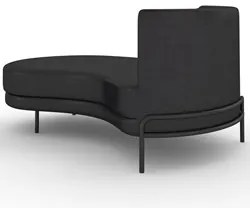 Chaise Longue Divã 164cm Braço Direito Logus D06 Sintético Preto - Mpo