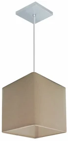 Lustre Pendente Quadrado Md-4223 Cúpula em Tecido 15/13x13cm Algodão Crú - Bivolt