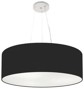 Lustre Pendente Cilíndrico Md-4038 Cúpula em Tecido 60x21cm Preto - Bivolt