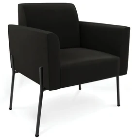 Poltrona Pé de Ferro Preto para Sala Marisa Suede Preto D03 - D'Rossi