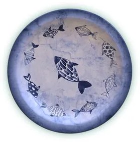 Prato Sobremesa Tramontina Peixes em Porcelana Decorada 21 cm
