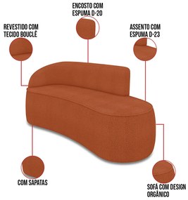 Sofá 2 Lugares Orgânico 140cm Morgan e 2 Poltronas Lua Bouclê Terracota D03 - D'Rossi