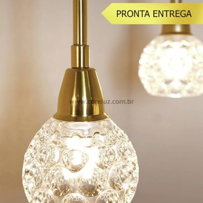 Pendente Amora Vidro Cristal Ø8X17Cm Alumínio 1Xg9 - Qimporta Pd2301 (DOURADO BRILHO)