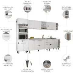 Armário de Cozinha CP07 Com Pia 150cm Pérola Z34 Branco     - Mpozenat