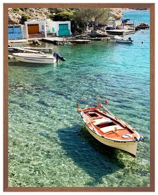 Quadro Decorativo Milos Foto Matte Barcos e Mar Branco e Azul - CZ 44093